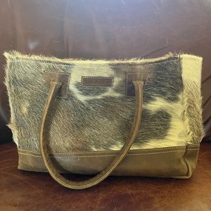 Leather cowhide tote bag